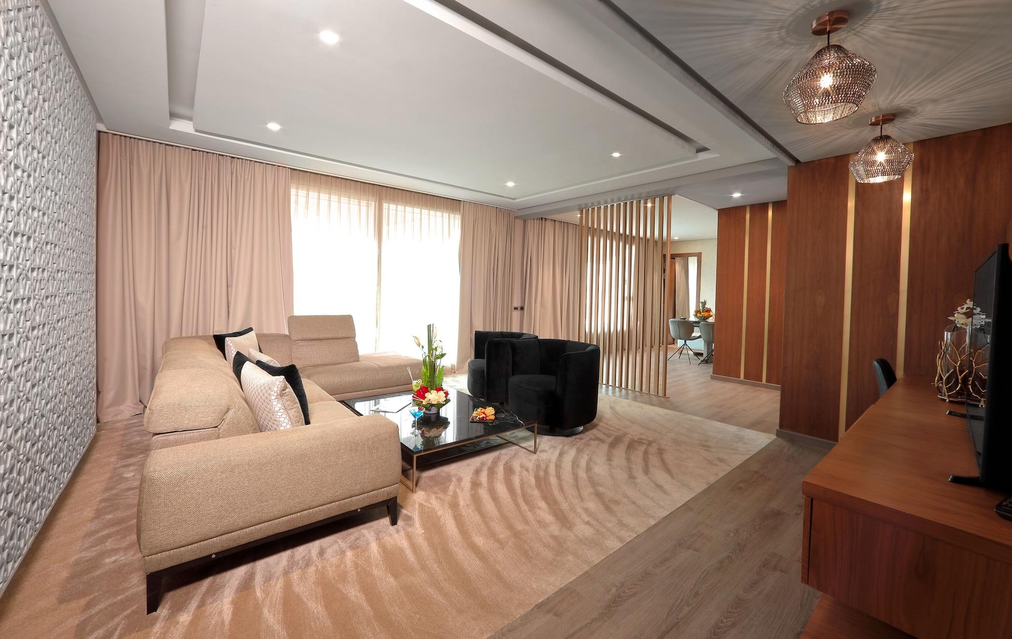레 팔레세 단파 호텔 카사블랑카 외부 사진 A 3D rendering of a living room